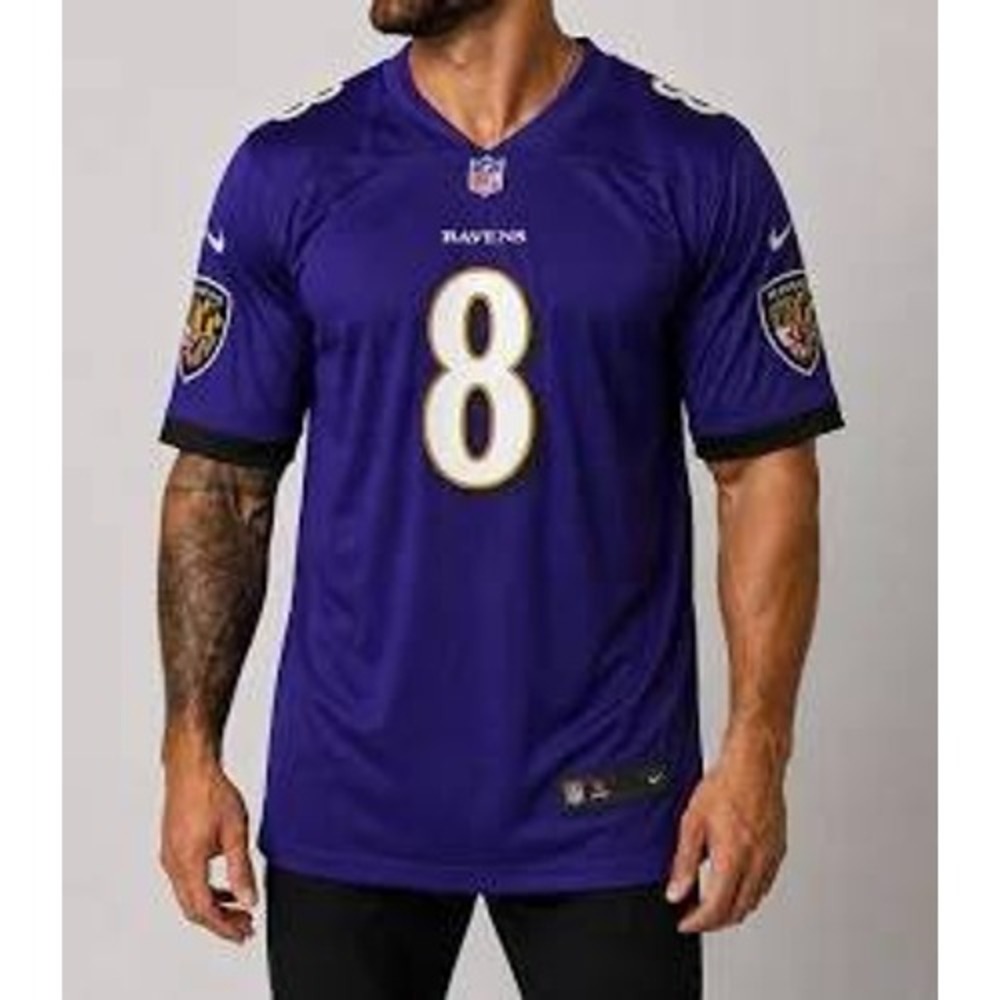 Nike Football Jersey Lamar Jackson 8 Baltimore Ravens Men's XXL Purple NFL New